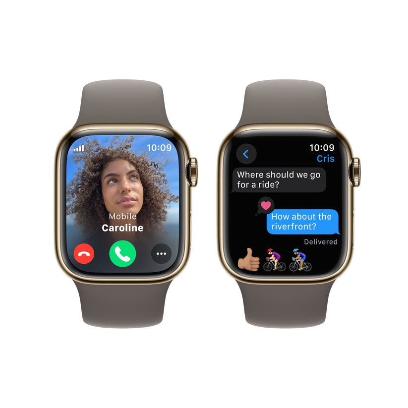 Apple_Watch_Series_9_LTE_41mm_Gold_Stainless_Steel_Clay_Sport_Band_PDP_Image_Position-6__en-US