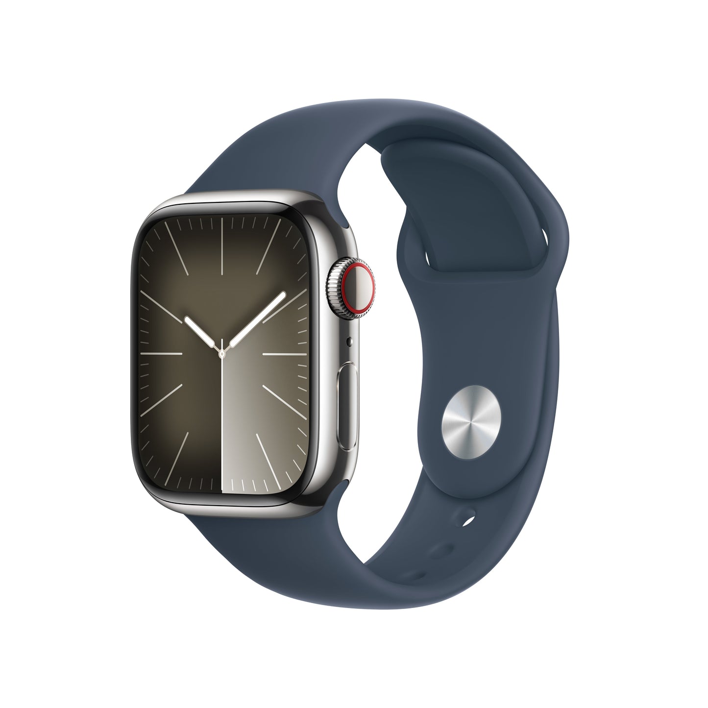 Apple_Watch_Series_9_LTE_41mm_Silver_Stainless_Steel_Storm_Blue_Sport_Band_PDP_Image_Position-1__en-US
