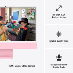 24 hüvelykes iMac Retina 4,5K kijelzővel: Apple M4 chip 8 magos CPU-val és 8 magos GPU-val, 256GB SSD, 24GB RAM, Magic Trackpad, Magic Keyboard Touch ID-val és számbillentyűzettel – nemzetközi angol - rózsaszín CTO