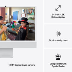 24 hüvelykes iMac Retina 4,5K kijelzővel: Apple M4 chip 8 magos CPU-val és 8 magos GPU-val, 1TB SSD, 24GB RAM, Magic Trackpad, Magic Keyboard - nemzetközi angol - ezüst CTO