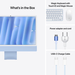 24 hüvelykes iMac Retina 4,5K kijelzővel: Apple M4 chip 10 magos CPU-val és 10 magos GPU-val, 2TB SSD, 16GB RAM, Magic Trackpad, Magic Keyboard Touch ID-val - nemzetközi angol - kék CTO - iSTYLE.hu