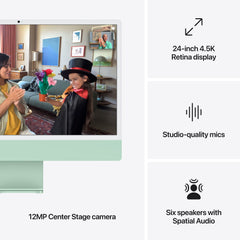 24 hüvelykes iMac Retina 4,5K kijelzővel: Apple M4 chip 10 magos CPU-val és 10 magos GPU-val, 512GB SSD, 16GB RAM, Magic Mouse, Magic Keyboard Touch ID-val és számbillentyűzettel – nemzetközi angol - zöld CTO - iSTYLE.hu