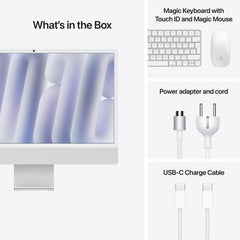 24 hüvelykes iMac Retina 4,5K kijelzővel: Apple M4 chip 10 magos CPU-val és 10 magos GPU-val, 1TB SSD, 32GB RAM, Nano-texturált üveg, Magic Mouse, Magic Keyboard Touch ID-val - magyar - ezüst CTO - iSTYLE.hu