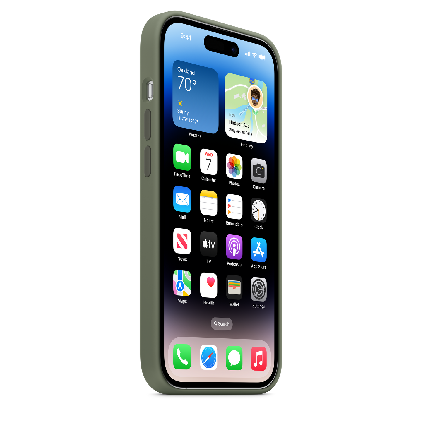 Funda de silicona para iPhone 14 Pro con MagSafe - Verde oliva