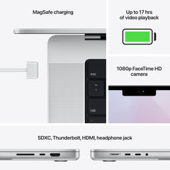 14-inch MacBook Pro: Apple M1 Pro chip with 8‑core CPU and 14‑core GPU, 512GB SSD - Silver