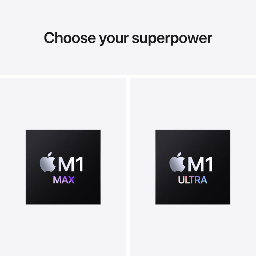 Mac Studio: chip Apple M1 Ultra con CPU de 20 núcleos y GPU de 48 núcleos, SSD de 1 TB