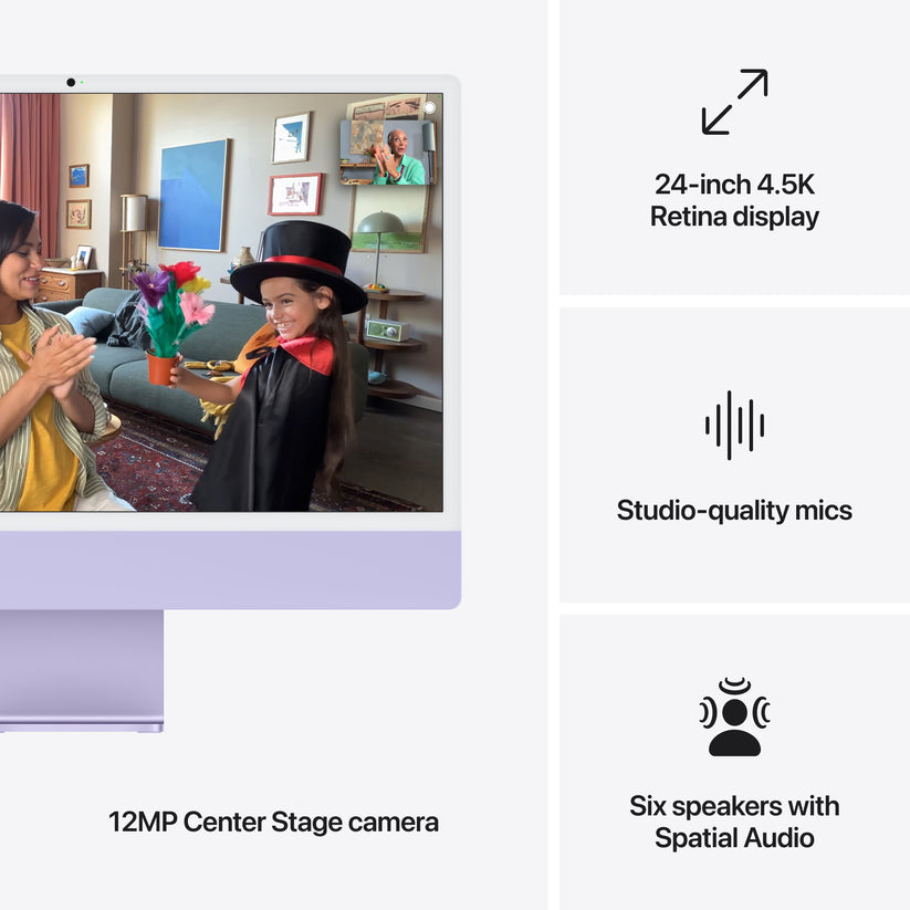 24 hüvelykes iMac Retina 4,5K kijelzővel: Apple M4 chip 8 magos CPU-val és 8 magos GPU-val, 1TB SSD, 16GB RAM, Magic Trackpad, Magic Keyboard Touch ID-val és számbillentyűzettel – nemzetközi angol - lila CTO - iSTYLE.hu