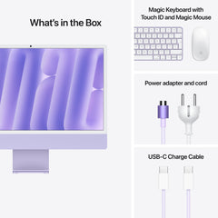 24 hüvelykes iMac Retina 4,5K kijelzővel: Apple M4 chip 10 magos CPU-val és 10 magos GPU-val, 512GB SSD, 24GB RAM, Nano-texturált üveg, Magic Mouse, Magic Keyboard Touch ID-val - magyar - lila CTO