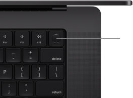 Vista superior del teclado de la MacBook Pro con Touch ID